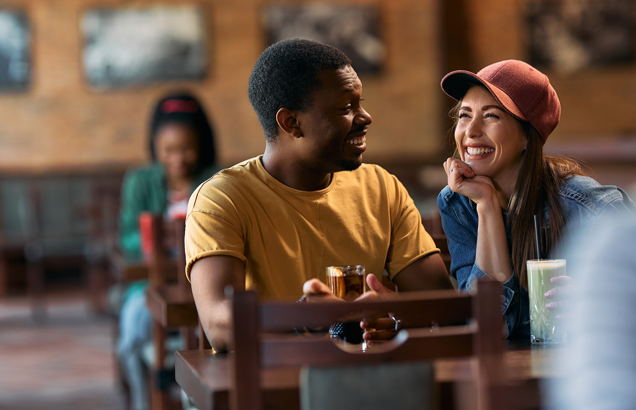 Guy and Girl laughing and talking